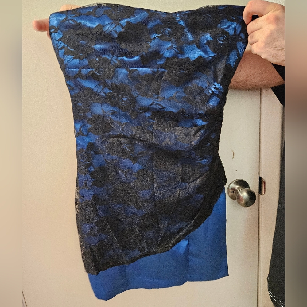 Ruby Rox black and blue lace mini dress, size 9